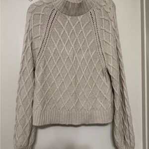 American Eagle Outfitters Textured Knit Sweater in Light Gray